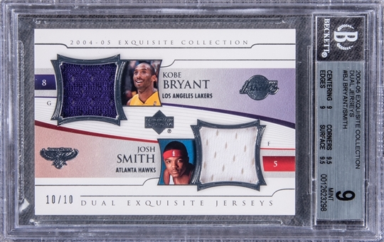 2004-05 UD "Exquisite Collection" Dual Exquisite Jerseys #BJ Kobe Bryant/Josh Smith Game Used Patch Card (#10/10) - BGS MINT 9